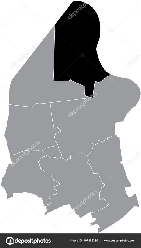 Black Flat Blank Highlighted Location Map Doel Municipality Gray