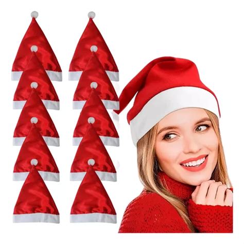 Kit Gorro Touca Do Papai Noel Cetim Liso Natal Enfeite Mercadolivre