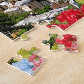 Positano Amalfi Coast Italy With Flower Foreground Jigsaw Puzzle Zazzle