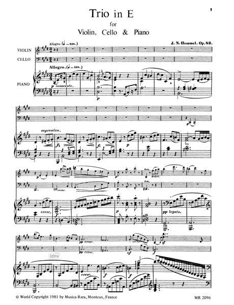 Johann Nepomuk Hummel Chamber Ensemble Sheet Music