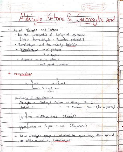 Best Notes Of Aldehyde Ketone And Carboxylic Acids Class 12 Chemistry