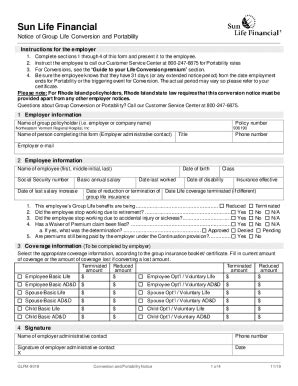 Fillable Online Sunlife Conversion Form Doc Sun Life Financial Notice