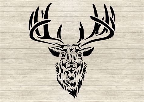 American Elk Head Front Face Stencil Svg Dxf Digital Instant