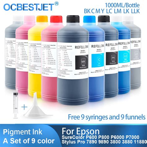 9x1000ml Universal Pigment Ink Refill Ink Kit F R Epson Sure Color P600