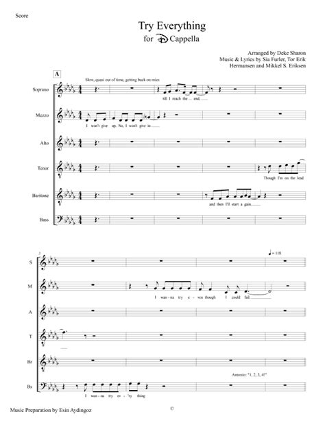 Try Everything Arr Deke Sharon By Shakira Sheet Music For Choir At