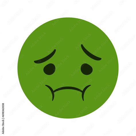 Vecteur Stock Nauseated Face Emoji With Green Face Flat Icon Sick