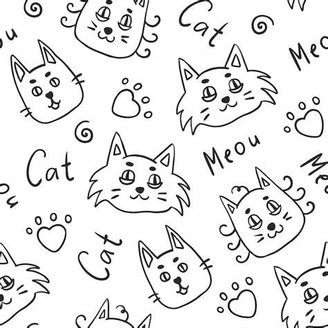 Premium Vector Cat Doodle Seamless Pattern