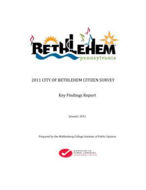 Fillable Online Bethlehem Pa City Of Bethlehem Citizen Survey Key