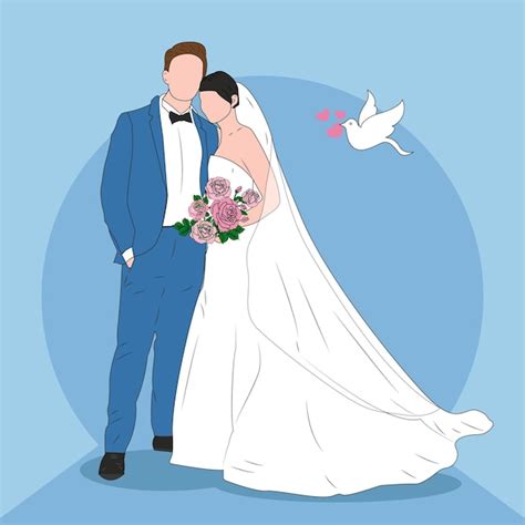 Ilustración gráfica de vector de pareja de boda de dibujos animados