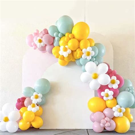 DIY Daisy Balloon Garland 147PCS Daisy Balloon Arch Kit Retro Hippie