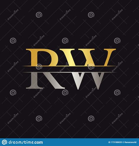 Abstract Letter Rw Logo Design Vector Template Creative Gold And