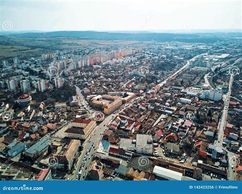 Aerial Shot Of Targu Mures Old City At Daylight Stock Photo Image Of