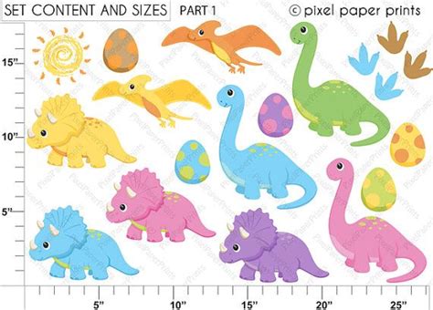 Baby Dinosaurs Clip Art Colores Pastel Clipart And Digital Paper Set