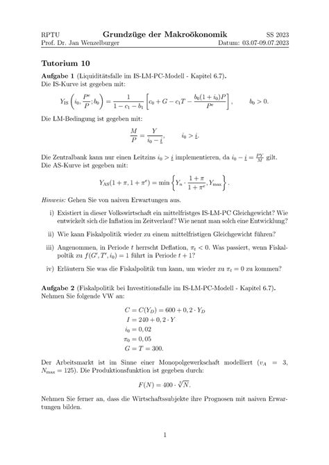 Tutorium Neu Ss Rptu Prof Dr Jan Wenzelburger Grundz Uge