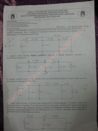 Elektrik Elektronik M Hendisli Inin Temelleri Final Sorular Ve