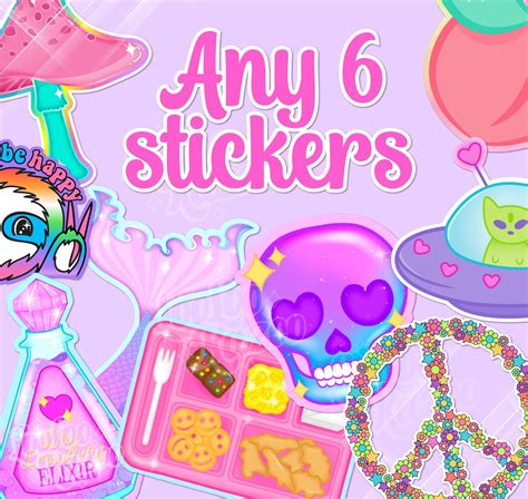 Any 6 Custom Sticker Bundle Sticker Pack Aesthetic Stickers Etsy