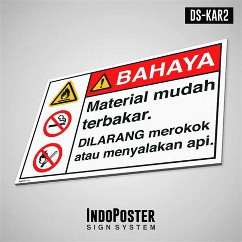 Jual Safety Sign K Pvc Ansi Bahaya Material Mudah Terbakar M X Cm