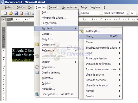 El Aula Ofim Tica C Mo Crear Un Autotexto En Word