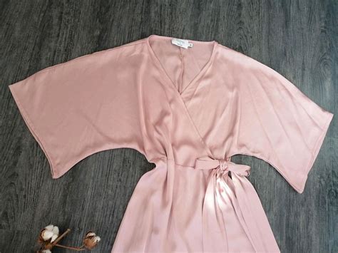 Nakd Kimono Mid Sleeve Maxi Dress Satin Kleid Rose 38 Neuw Sexy ⭐ In