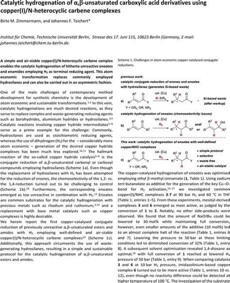 Catalytic Hydrogenation Of αβ Unsaturated Carboxylic Acid Derivatives