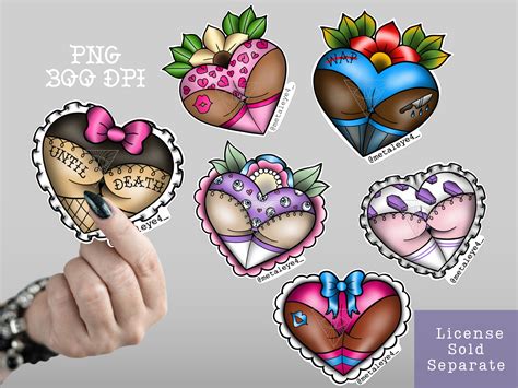 Booty Heart Valentines Day Goth Png Printable Sticker Etsy