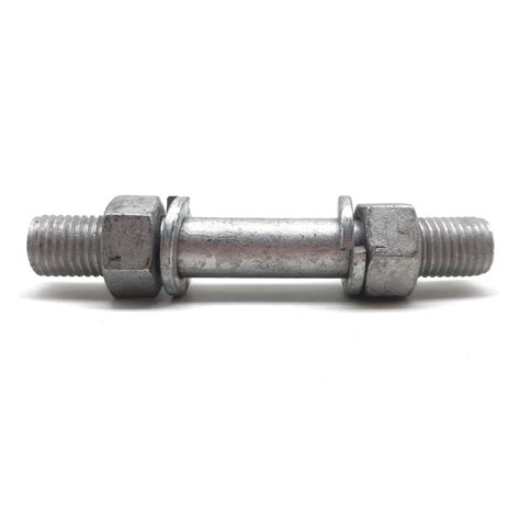 DIN938 939 M16 M20 HDG Double Ends Stud Bolt With Hex Nuts And Washers