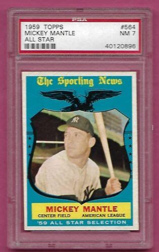 1959 Topps Baseball Mickey Mantle All Star 564 PSA 7 NM Very Well