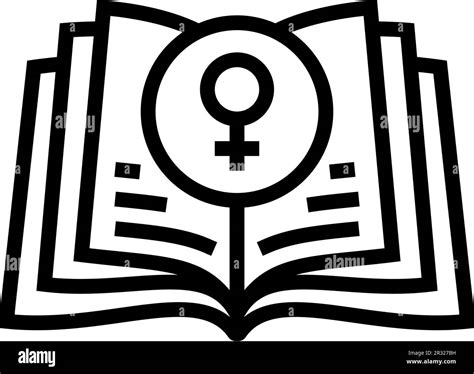 Literatura Feminista Feminismo Mujer Línea Icono Ilustración Vectorial