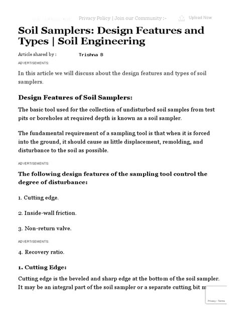 1st CH - Soil Samplers - Design Features and Types - Soil Engineering ...