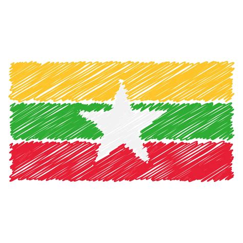 Premium Vector Hand Drawn National Flag Of Myanmar Isolated On A