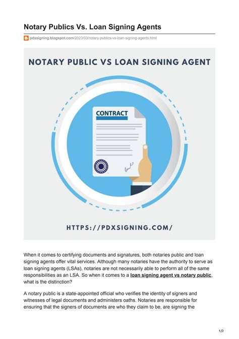 Notary Publics Vs Loan Signing Agents By Pdxsigning Issuu