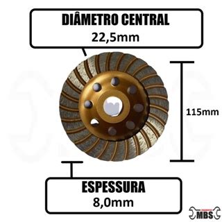 Disco Desbaste Diamantado Rebolo Turbo 115 X 22 23mm M14 Esmerilhadeira