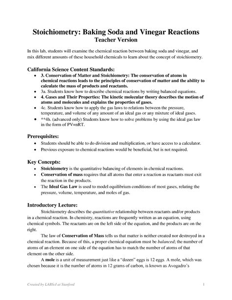 Airbags Exp Ccc Stoichiometry Baking Soda And Vinegar Reactions