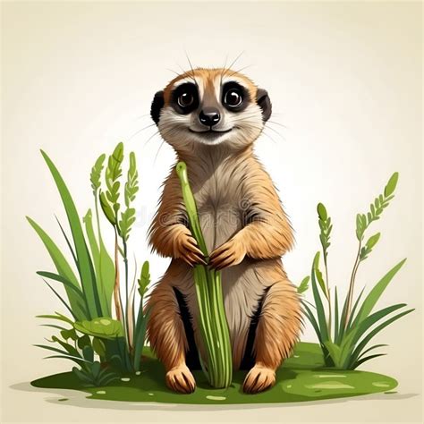 Meerkat Al Estilo De Las Caricaturas Meerkat Lindo Aislado En Fondo