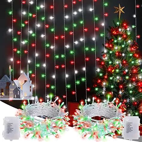 Echosari Pack Christmas String Lights Battery Operated Led Red