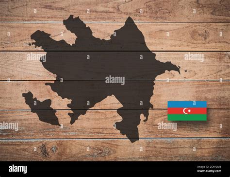 Mapa Y Bandera De Azerbaiy N Sobre Fondo De Madera Ilustraci N En D