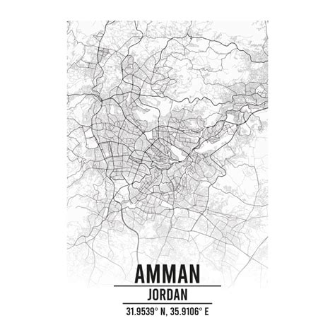 Amman, Jordan A3 Map Print - Retro Progression