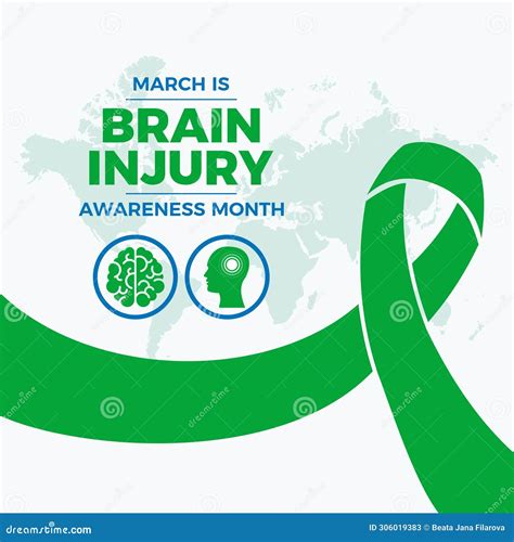 March Is Brain Injury Awareness Month Poster Vector Illustration Stock