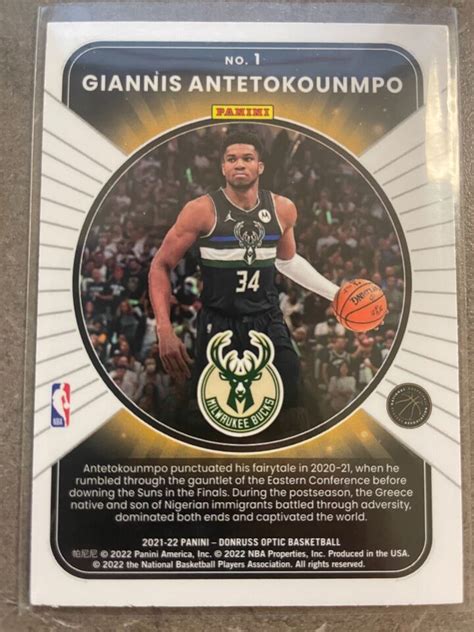 Giannis Antetokounmpo 2022 Panini Donruss Optic Winner Stays 1 Bucks