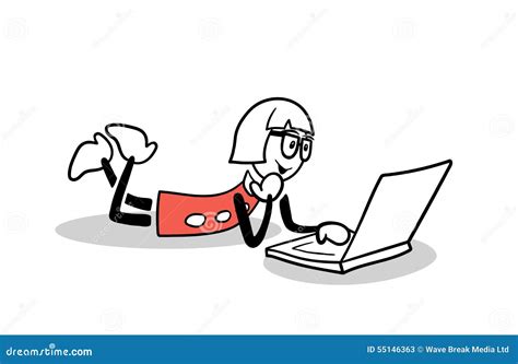 Cute Cartoon Businesswoman Using Laptop Stock Vector Illustration Of Wireless Digital 55146363