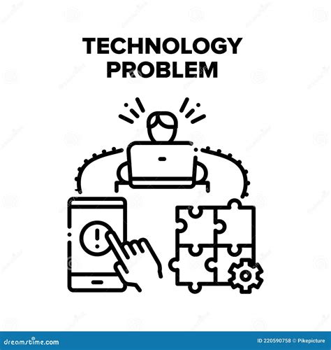 Technology Problem Solve Vector Black Illustration Stock Vector