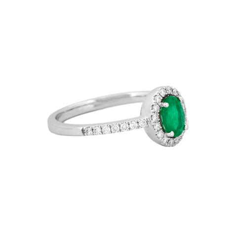 Emerald & Diamond Halo Ring - H Williams Jewellery