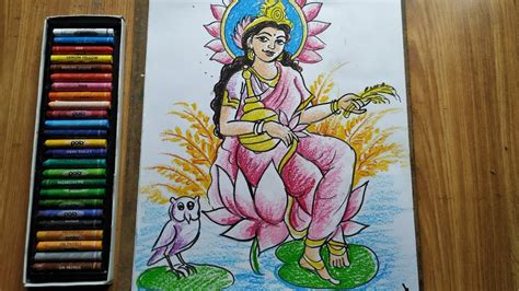 How To Draw Maa Laxmi For Laxmi Puja Special Laxmi Thakur Drawing Maa Laxmi Drawing In Oil