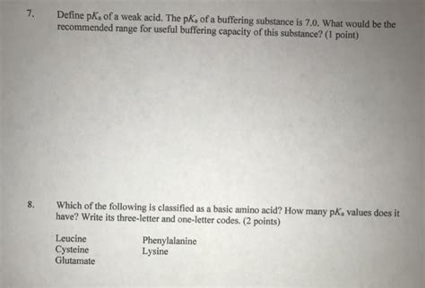 Solved Define Pkof A Weak Acid The Pk Of A Buffering Chegg