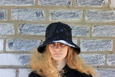 Custom Ripped Jeans Bucket Hat Patchwork Denim Hat Etsy Uk