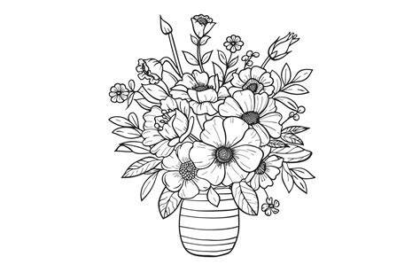 Flower Arrangement Coloring Page Graphic By Forhadx5 · Creative Fabrica