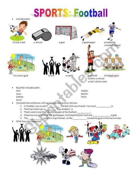 Football Vocabulary ESL Worksheet By Cecip