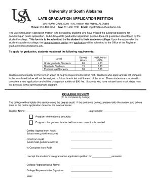 Fillable Online Late Graduation Application Petition Fax Email Print