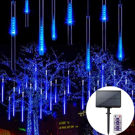 Solar Meteor Shower Rain Lights 30cm 50cm 8 Tubes LED Falling Rain