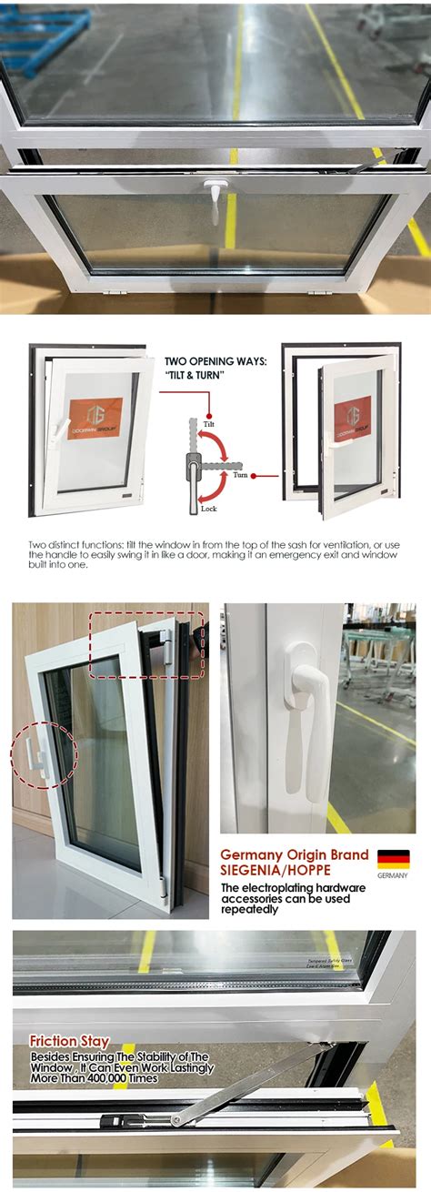 German Hardware Thermal Break Aluminium Two Ways Opening Tilt And Turn